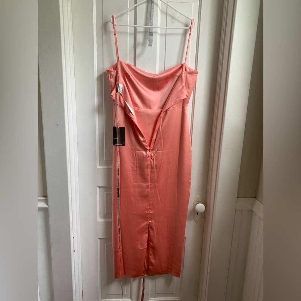 NWT House Of CB Constanza Dress Bright Peach Large Bridesmaid - Picture 8 of 9
